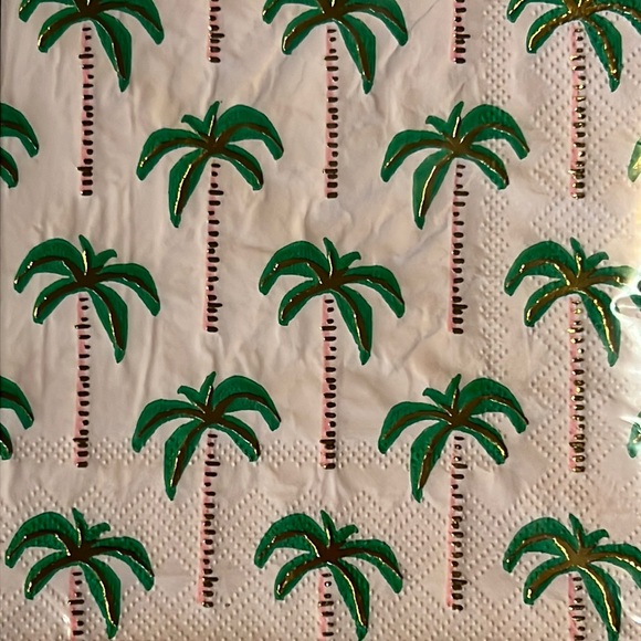 palm trees w/gold foil 5” napkins-cocktail size-4 packs of 20 each-NWT - Picture 2 of 7
